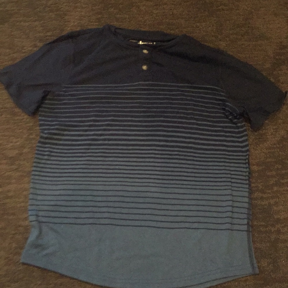 Blue striped button up tee